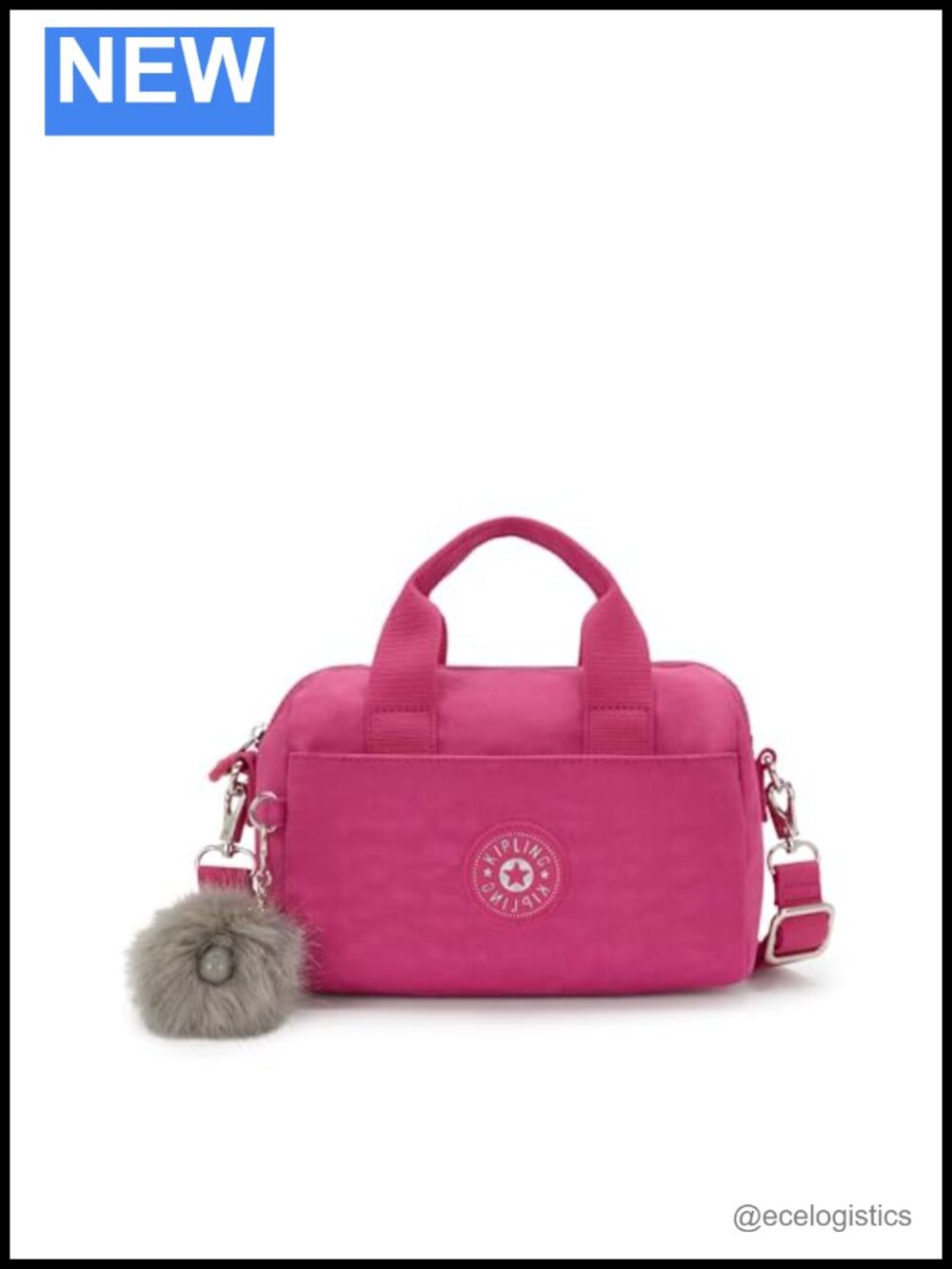 Kipling Nylon Satchel Shoulder Bag with Top Handle, Zip Closure
